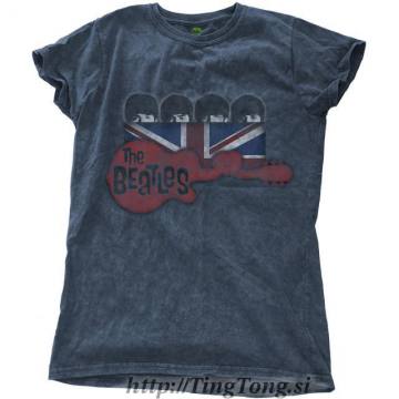 Girlie shirt Beatles Guitar & Flag Vintage Blue 7574