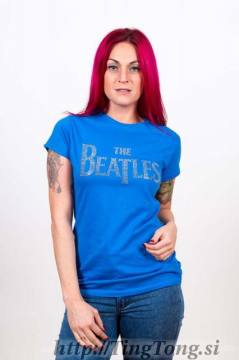 The Beatles Girlie Shirt Drop T Logo Blue Diamante 28787