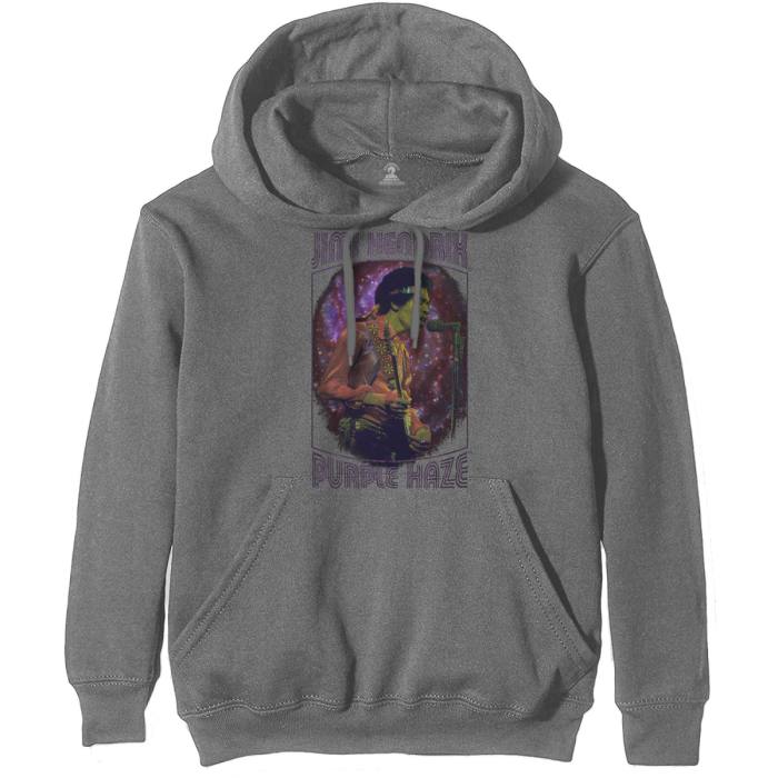Jimi Hendrix Unisex Pullover Hoodie: Purple Haze Frame (Charcoal Grey) 78914