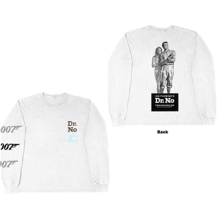 James Bond 007 Unisex Long Sleeve T-Shirt: Dr No (Bela) (Zadnji print) 79466