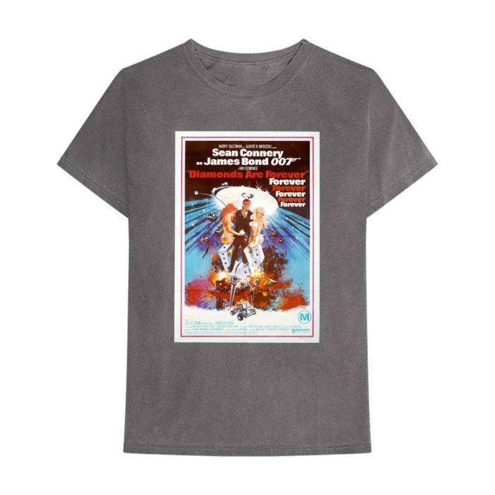 James Bond 007 Unisex T-Shirt: Diamonds Are Forever (Charcoal Grey) 79519