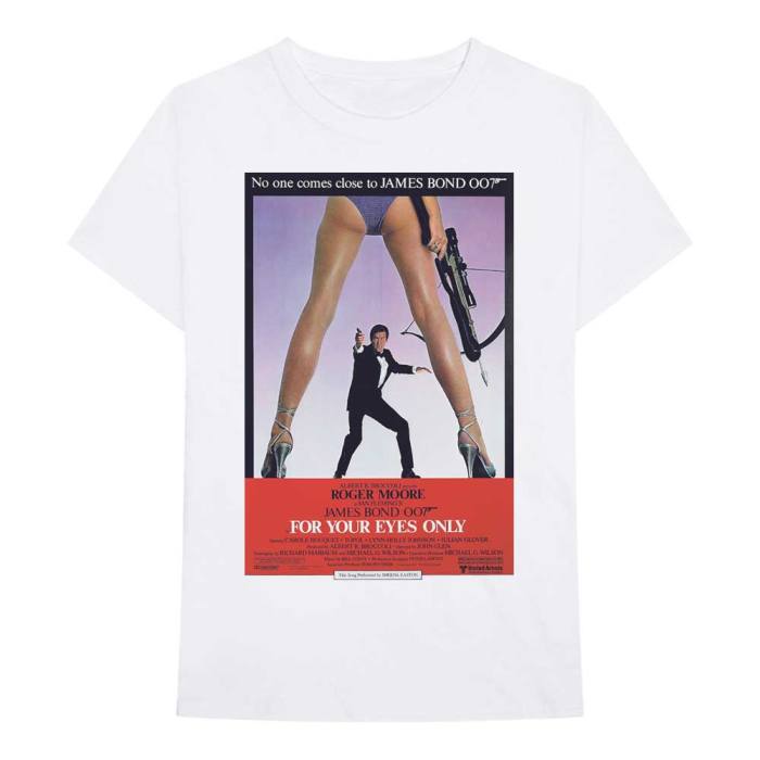 James Bond 007 Unisex T-Shirt: For Your Eyes Poster (White) 79531