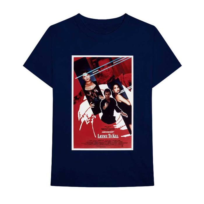James Bond 007 Unisex T-shirt: Licence To Kill Poster (Navy Blue) 79543