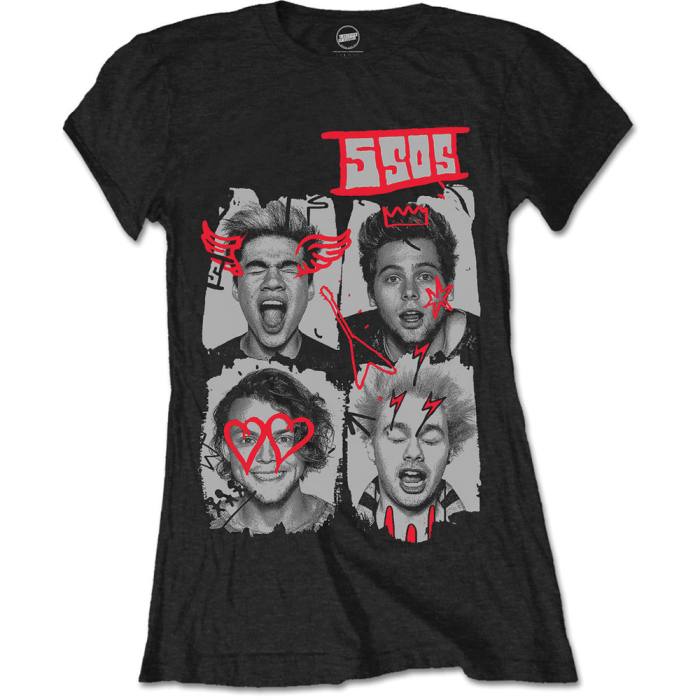 Girlie Shirt 5 Seconds of Summer Doodle Faces 80216