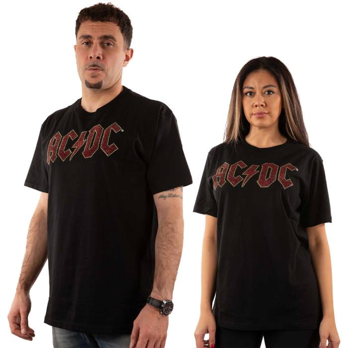 AC/DC T-shirt: Full Colour Logo (črna, kristali) 81350