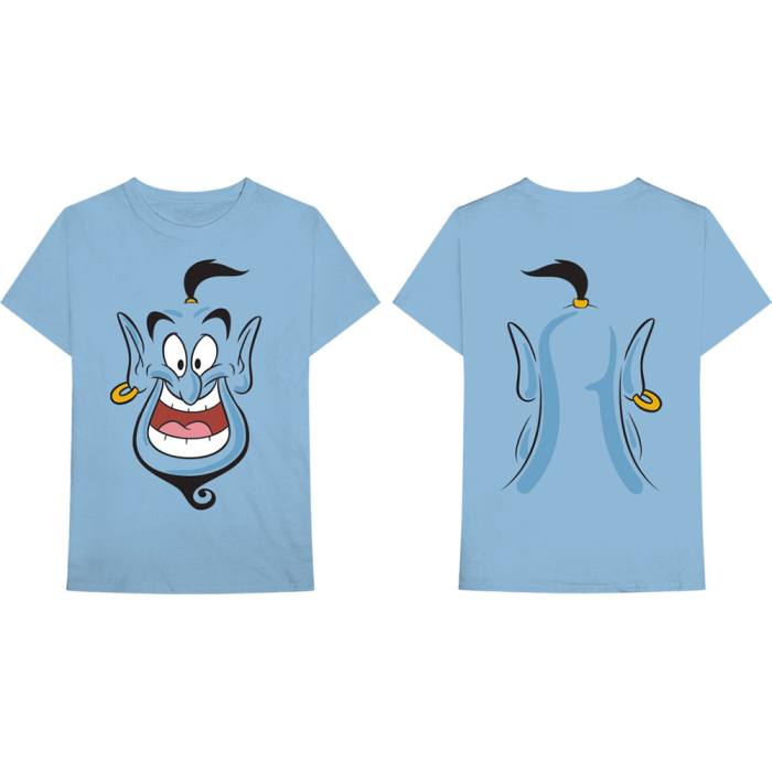 Disney Unisex T-Shirt: Aladdin Genie (Light Blue) (Back Print) 81760