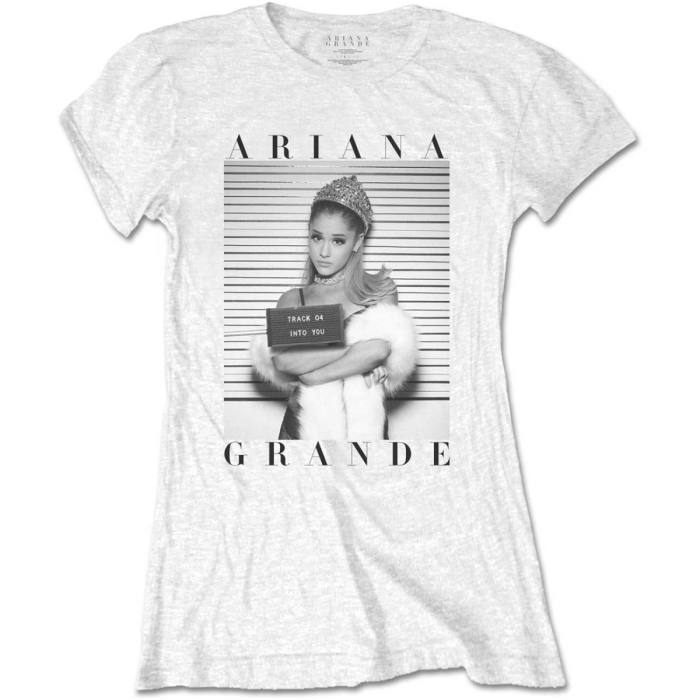 Ariana Grande Ladies Scoop Neck T-Shirt: Mug Shot 82032