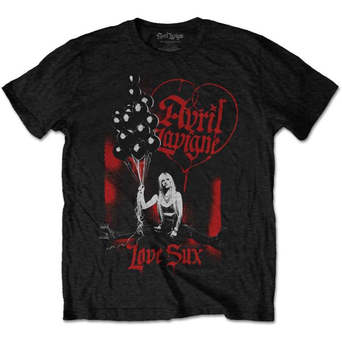 Avril Lavigne Unisex T-shirt: Love Sux Balloons (Črna) 82448