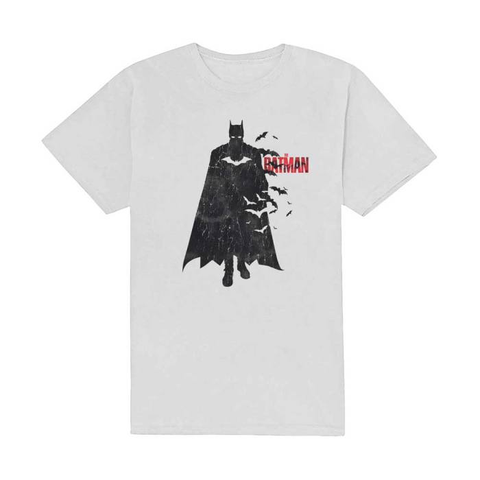 Batman T-shirt: The Batman Distressed Figure (bela) 82626