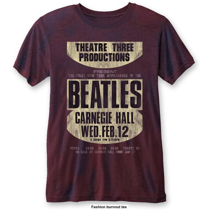 The Beatles Unisex T-Shirt: Carnegie Hall (Burnout) (Modra in rdeča) 225902