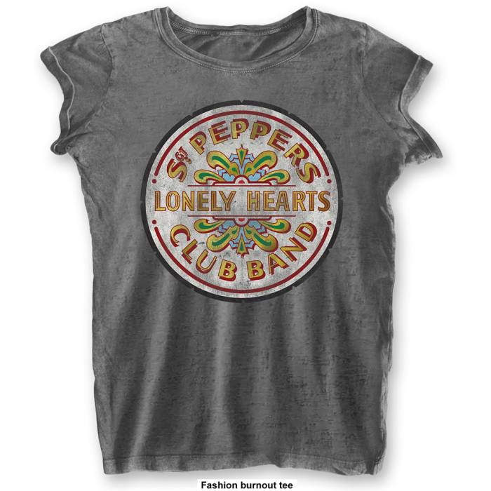 Girlie T-shirt Beatles Sgt. Pepper Burn Out Grey 82947