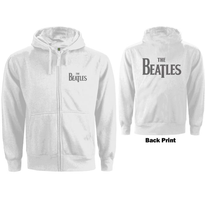The Beatles Hoodie Girlie zip: Drop T Logo (bela) 83165
