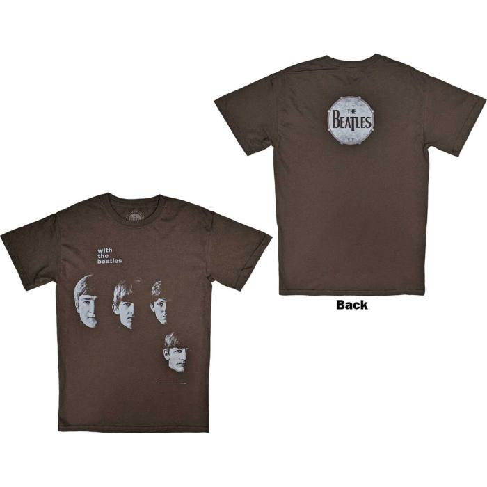 The Beatles Unisex T-Shirt: Vintage With The Beatles (Brown) (Back Print) 83418