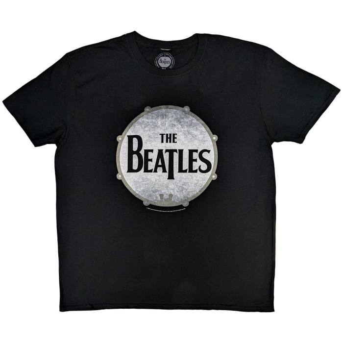 The Beatles Unisex T-shirt: Drum Skin (Black) 83551