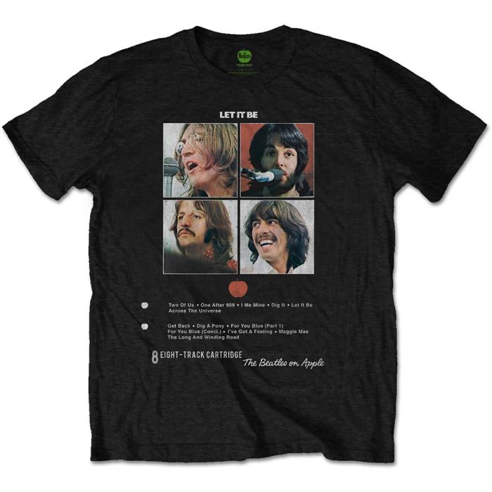 The Beatles Unisex T-Shirt: Let It Be 8 Track (Black) 83750