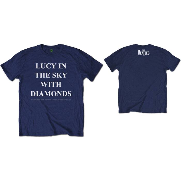 The Beatles Unisex T-Shirt: Lucy In The Sky With Diamonds (Navy Blue) (Back Print) 83872