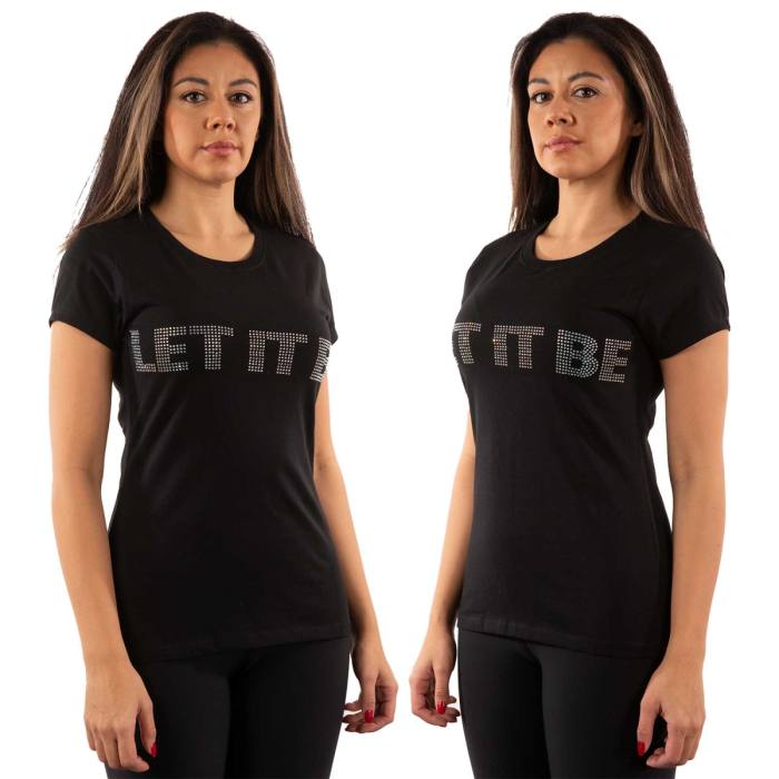 The Beatles Ladies T-Shirt: Let It Be Crystals (Black) (Embellished) 84245
