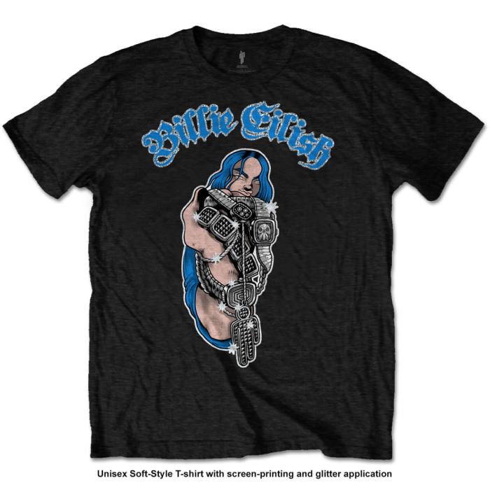 Billie Eilish T-shirt Bling Glitter Print črna 85002