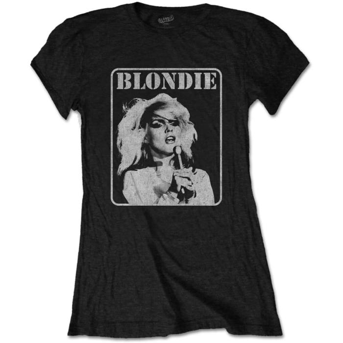 Blondie Ladies T-Shirt: Presente Poster (Black) 85332