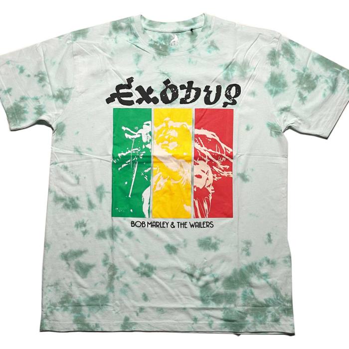 Bob Marley Unisex T-shirt: Rasta Colours (Zelena Dip Dye) 85747