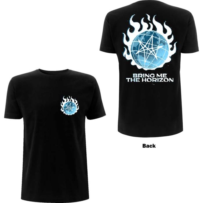 Bring Me The Horizon T-shirt: Globe Hex (Black, Back Print) 86233