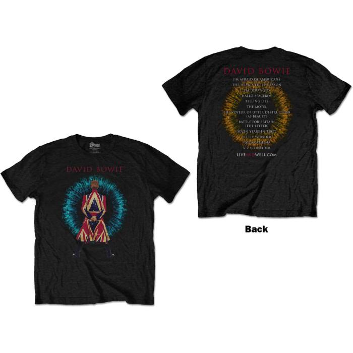 David Bowie Unisex T-shirt: LiveandWell.com (Black) (Back Print) 86477