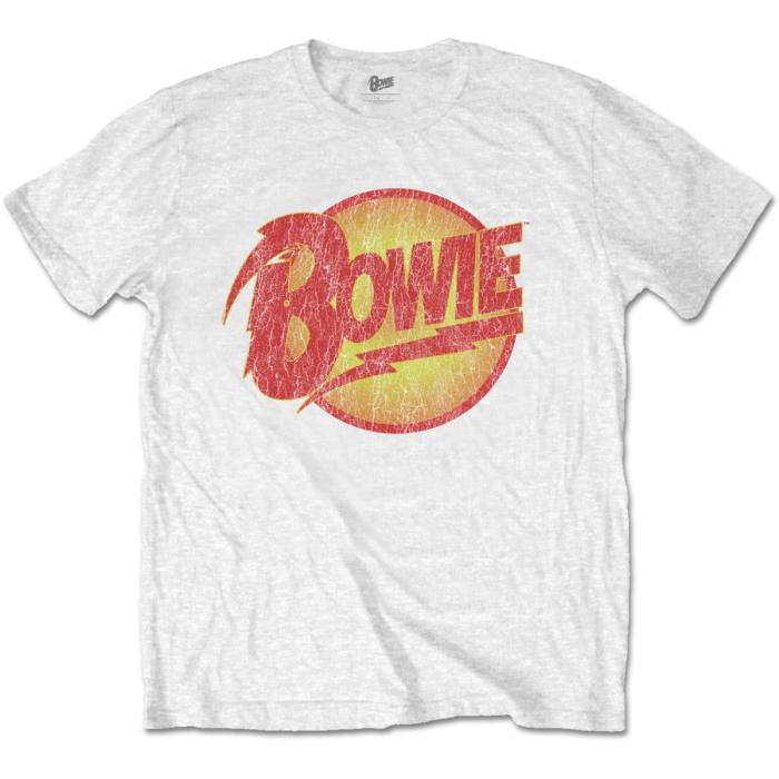 David Bowie T-shirt: Vintage Diamond Dogs Logo (White) 86606