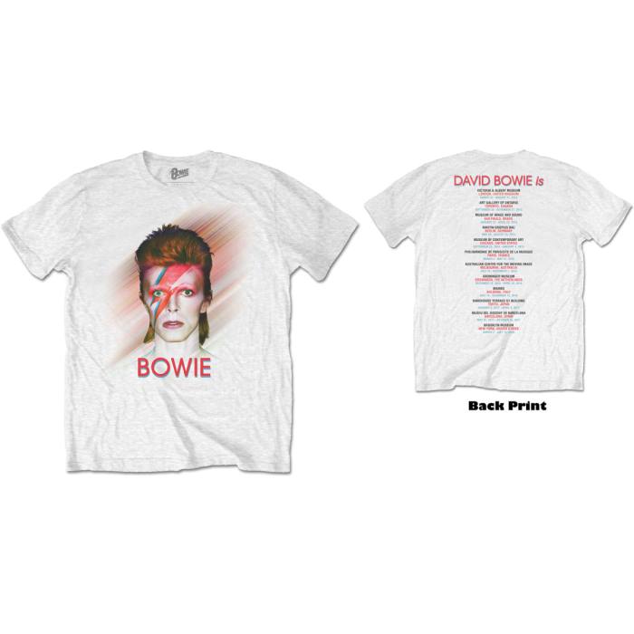 David Bowie T-shirt: Bowie Is (bela, back print) 86760