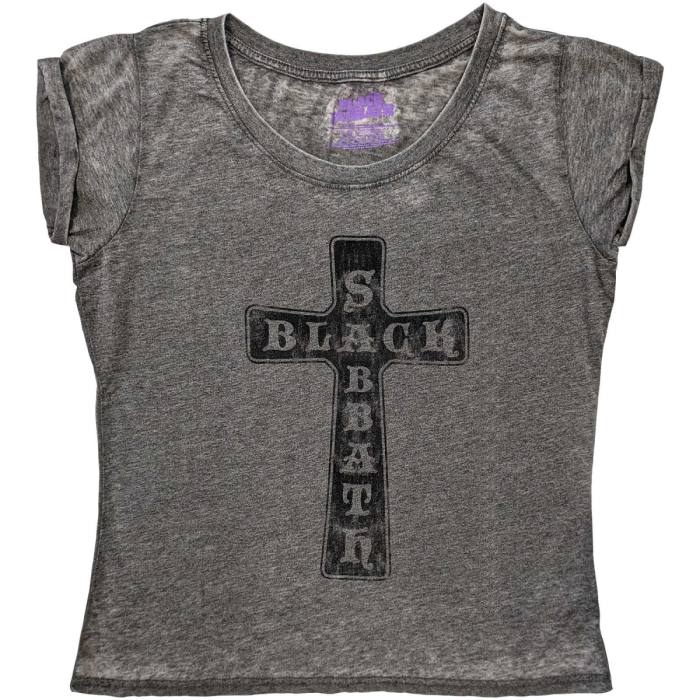 Girlie shirt Black Sabbath: Vintage Cross (Sivo premog) 87104