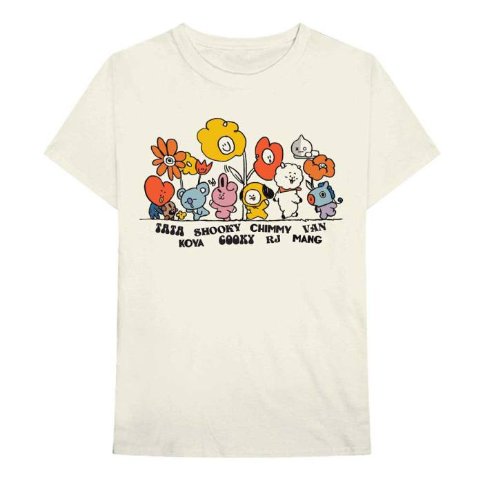BT21 T-shirt Hippie Flowers (Natural) 87616