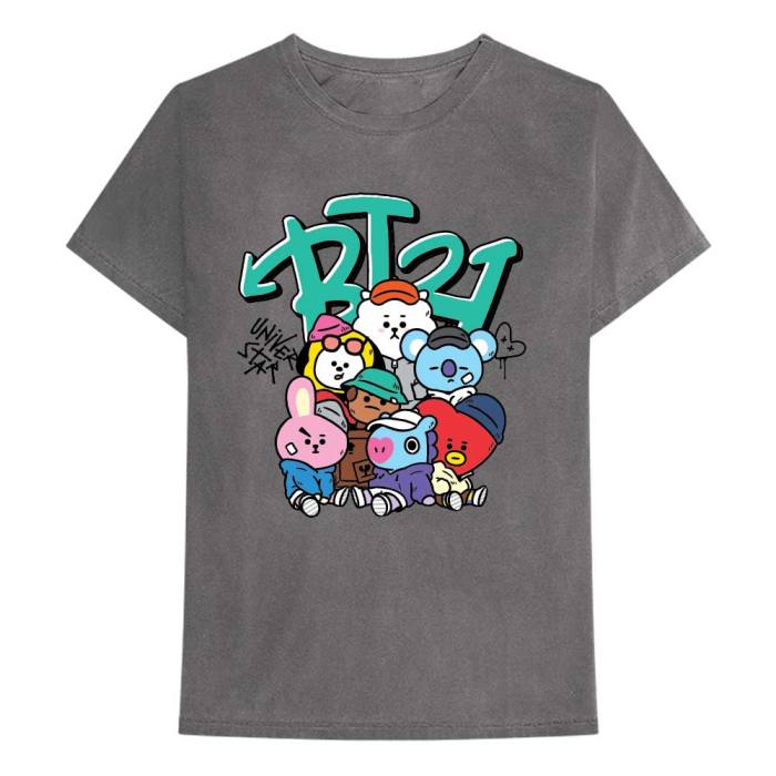 BT21 Unisex T-shirt: Street Mood Group (Charcoal Grey) 87651