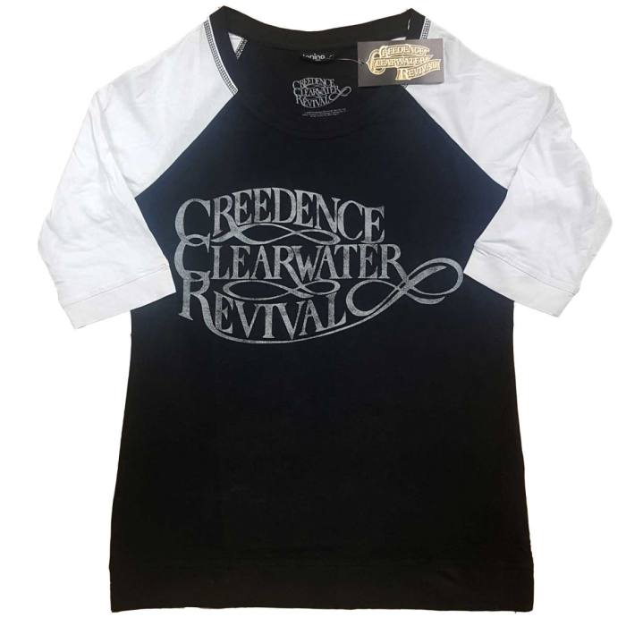 Creedence Clearwater Revival Girlie Raglan T-shirt Vintage Logo (črno-bela) 87953
