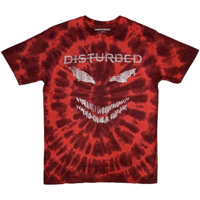 Disturbed T-shirt Scary Face (Red, Wash Collection) 88925