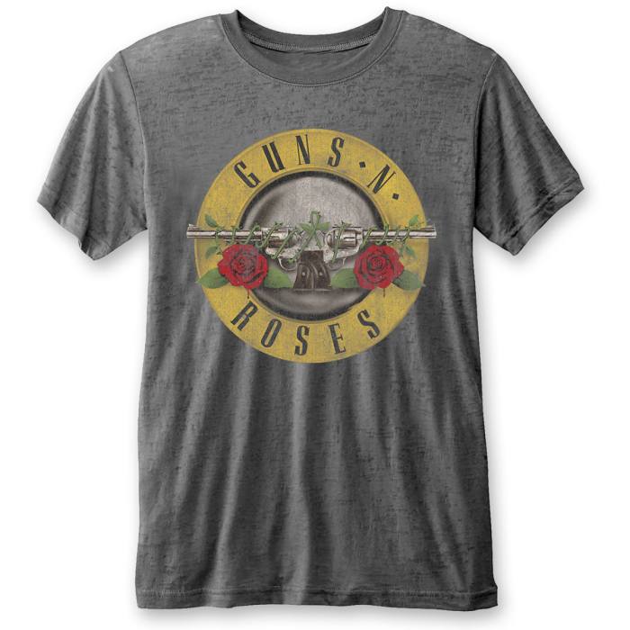 Guns N' Roses Unisex Burnout T-Shirt: Classic Logo (Charcoal Grey) 91651