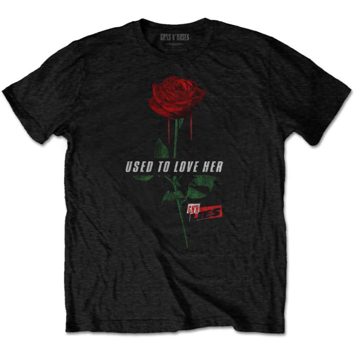 Guns N' Roses Unisex T-Shirt: Used to Love Her Rose (Black) 92210