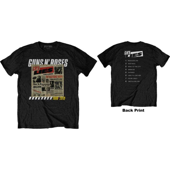 Guns N' Roses Unisex T-Shirt: Lies Track List (Črna) (Zadnji print) 92228