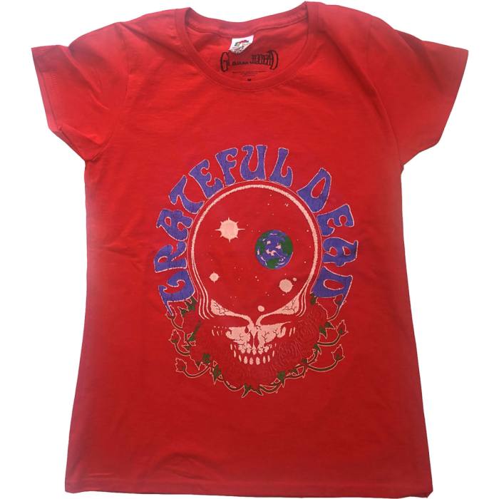 Grateful Dead Girlie T-shirt: Space Your Face & Logo rdeča 92625