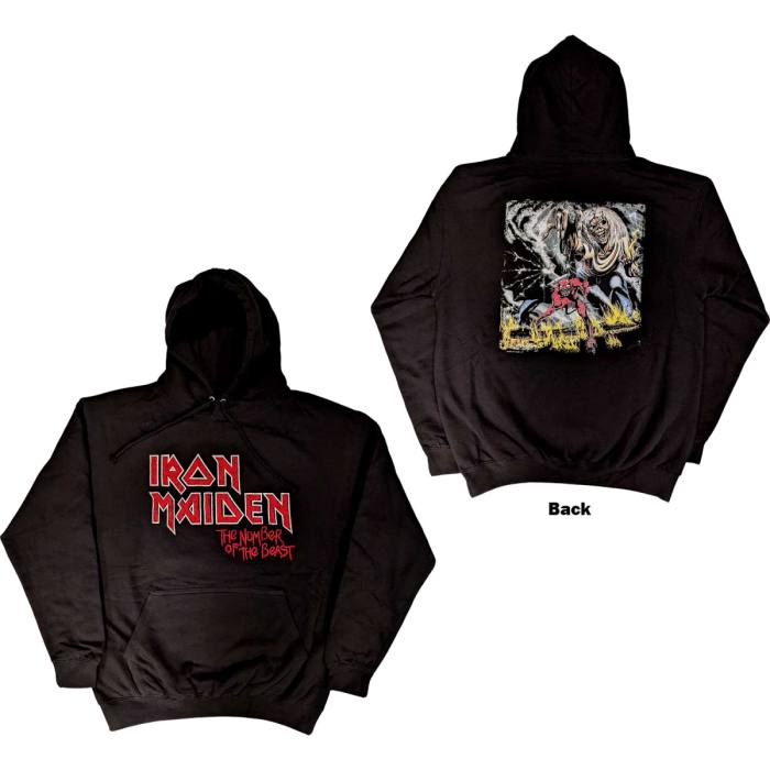 Iron Maiden Hoodie: Number Of The Beast Vintage Logo Faded Edge Album 93098