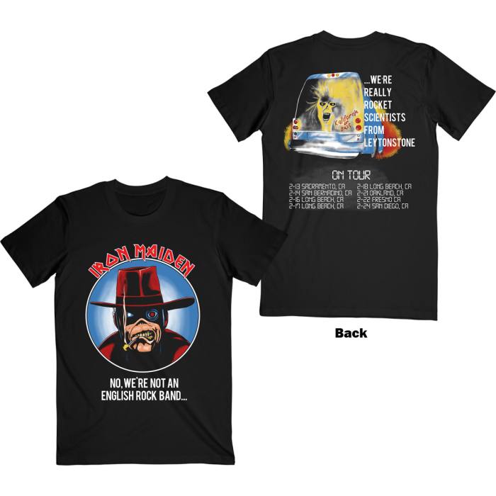 Iron Maiden Unisex T-Shirt: Not An English Rock Band (Črna) (Back Print) 93251