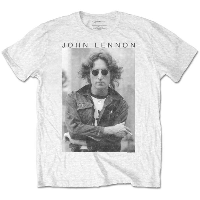 John Lennon Unisex T-Shirt: Windswept (White) 94564