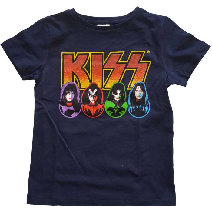 KISS Otroški T-shirt: Logo, Faces & Icons (Modra) 95171