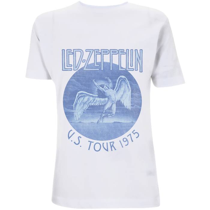 Led Zeppelin T-shirt Tour 1975 Blue Wash (bela) 95870
