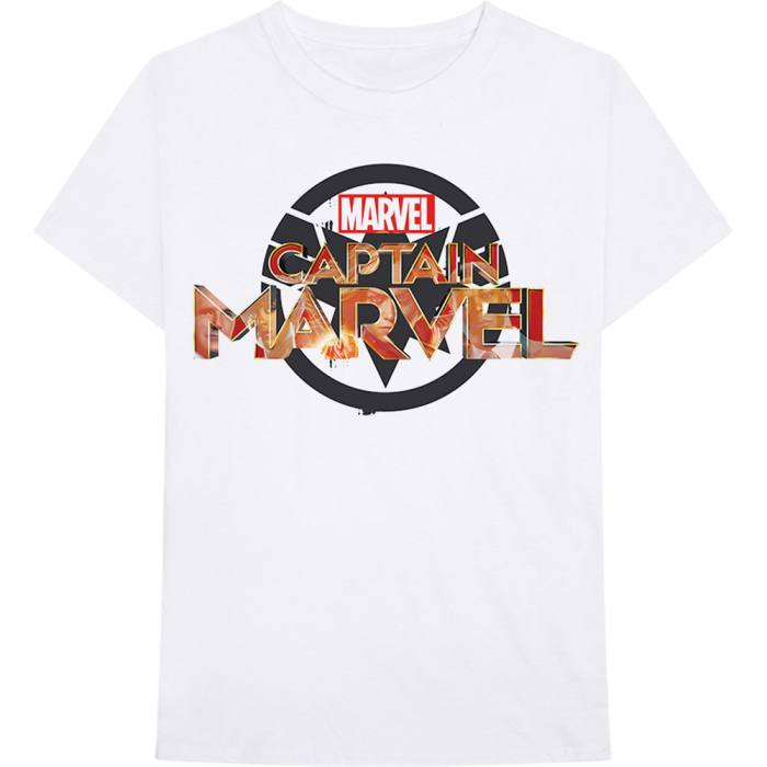 Marvel Comics Unisex T-shirt: Captain Marvel New Logo (bela) 95993