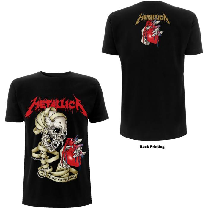 Metallica Unisex T-shirt: Heart Explosive (Črna) (Zadnji print) 96660