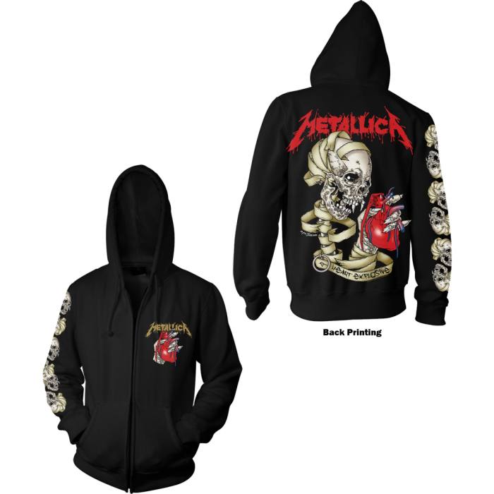 Metallica Unisex Zipped Hoodie: Heart Explosive (Back Print) 96834