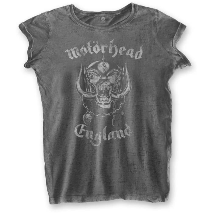 Motorhead Ladies Burnout T-Shirt: England (Charcoal Grey) 96888