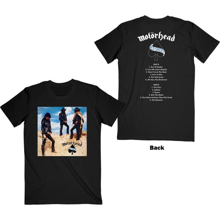 Motorhead Unisex T-Shirt: Ace of Spades Track list (Black) (Back Print) 97188