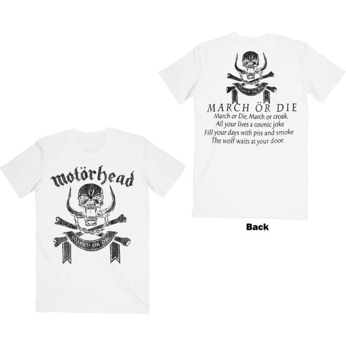 Motörhead T-shirt: March or Die (Bela) (Zadnji print) 97254