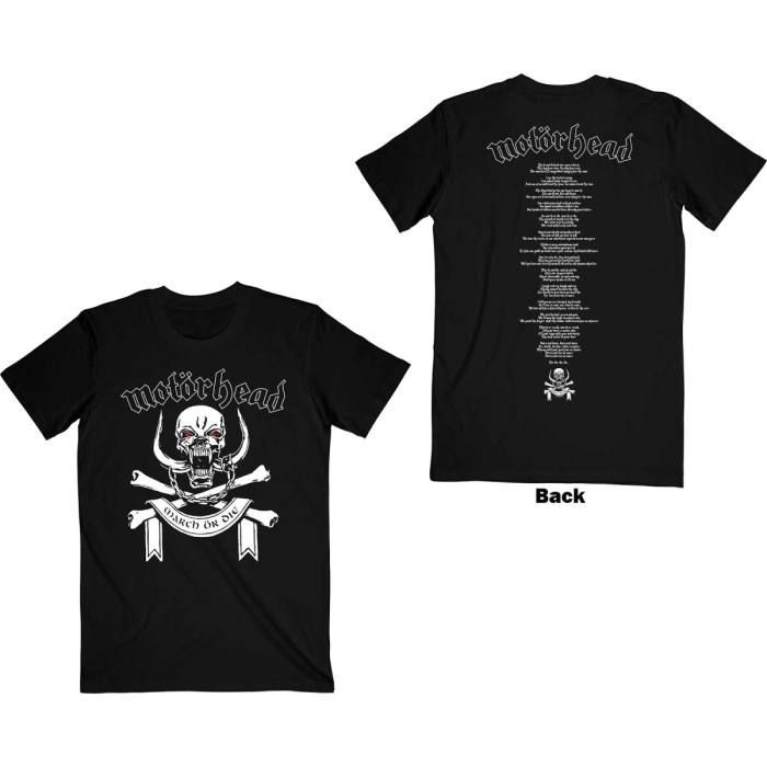 Motörhead T-shirt: March or Die Lyrics (Črna) (Zadnji print) 97260