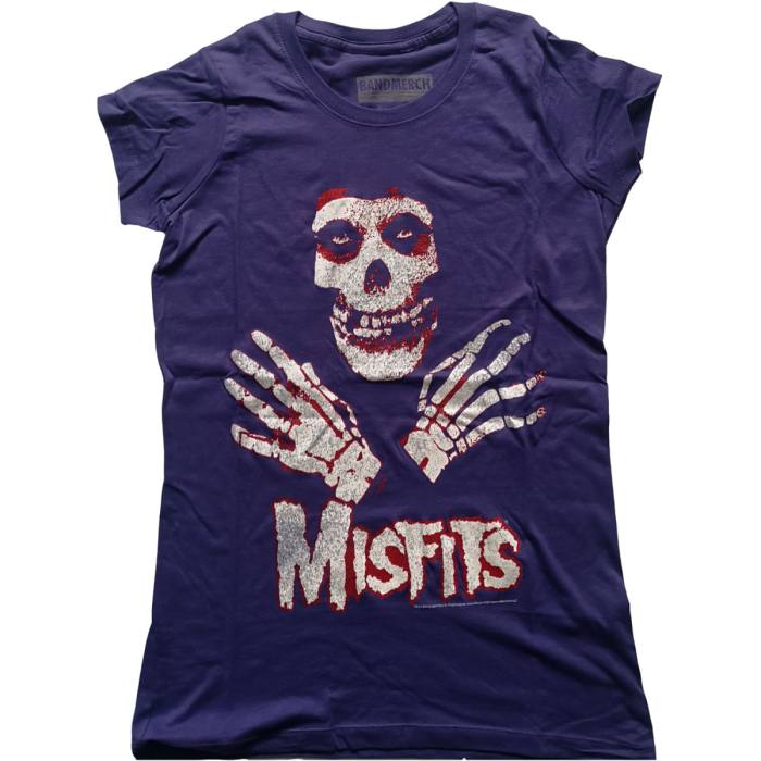 Misfits Ladies T-shirt Skeleton Hands (Purple) 97327
